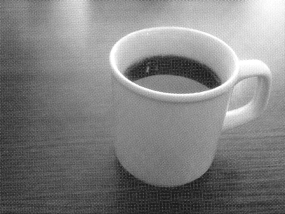 A mug of half-caff drip coffee